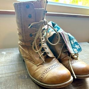 American Rag Tan American Flag Lined Combat Boots- Tan
